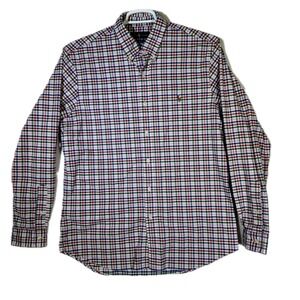 Ralph Lauren Polo Men's XL Red & Black Plaid Cotton Shirt – Long‑Sleeve Casual